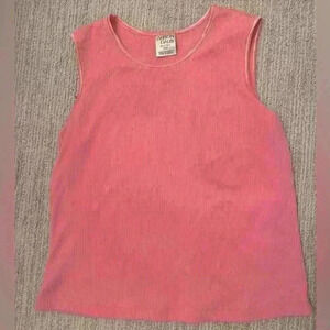 ALLISON DALEY medium soft ribbed pink v neck tank